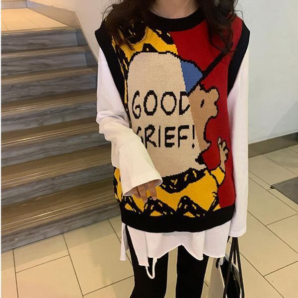 knitted sweater vest women 2021 fall winter korean cute cartoon sleeveless pullover jumper oversized sweater tank t406, White;black
knitted sweater vest women 2021 fall winter korean cute cartoon sleeveless pullover jumper oversized sweater tank t406, White;black