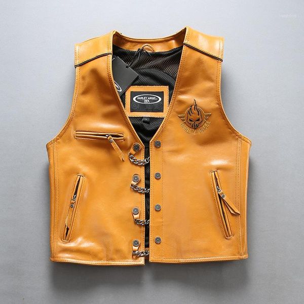 angle 2019 men's genuine leather motorcycle vest yellow back 3d skull punk thick cowhide vest bomber sleeveless jacket1, Black;white
angle 2019 men's genuine leather motorcycle vest yellow back 3d skull punk thick cowhide vest bomber sleeveless jacket1, Black;white