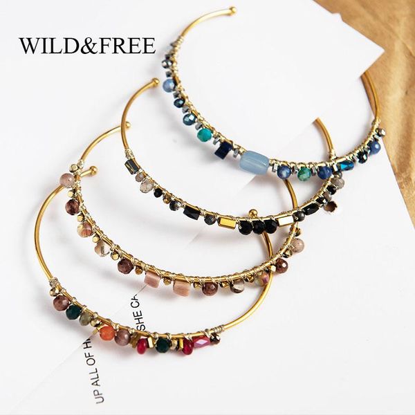 wild & handmade colorful natural stone beads bracelets for women gold thin circle bangles stainless steel jewelry gift, Black
wild & handmade colorful natural stone beads bracelets for women gold thin circle bangles stainless steel jewelry gift, Black