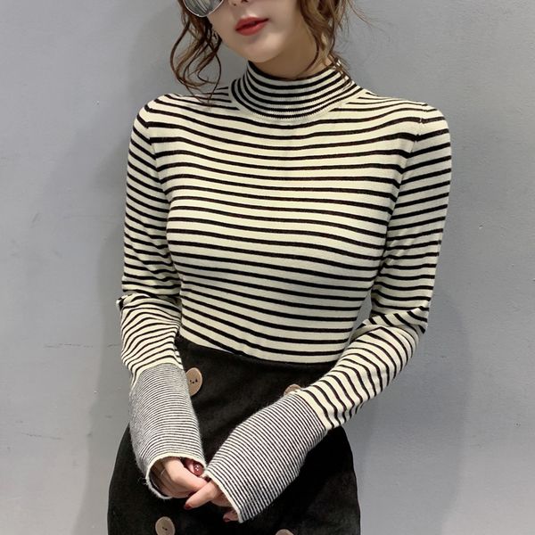 new half 2021 turtleneck high shirt boring bottom slim fit foreign lady winter stripe women's long sweater 1 4fcm, White;black
new half 2021 turtleneck high shirt boring bottom slim fit foreign lady winter stripe women's long sweater 1 4fcm, White;black