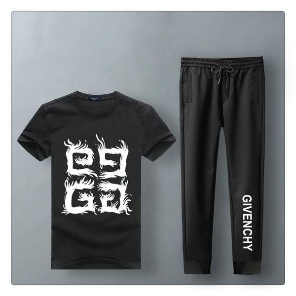 2020 summer men sport tracksuit printed slim cool short sleeves t-shirt with joggers pants casual suit mens designer summer long pants, White;black
2020 summer men sport tracksuit printed slim cool short sleeves t-shirt with joggers pants casual suit mens designer summer long pants, White;black