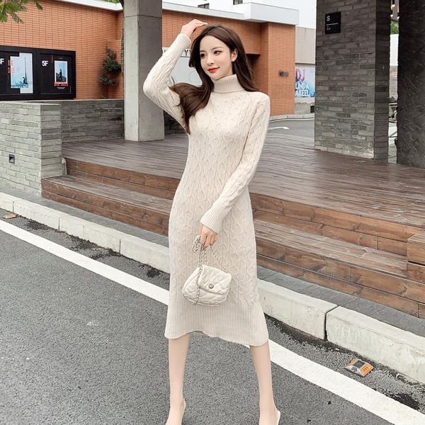 new elegant women autumn winter fashion slim knit dress mid-length over the knee sweater dress, White;black
new elegant women autumn winter fashion slim knit dress mid-length over the knee sweater dress, White;black