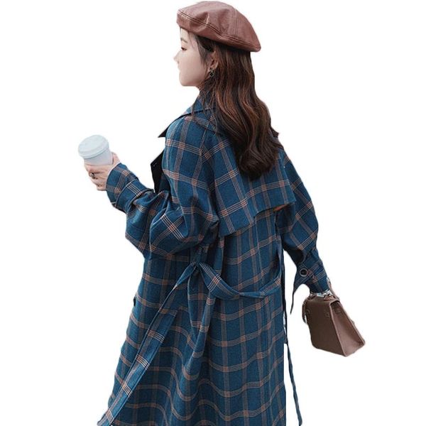 women's trench coats fashion plaid windbreaker mid-length 2021 spring autumn korean loose over the knee temperament coat 85c, Tan;black
women's trench coats fashion plaid windbreaker mid-length 2021 spring autumn korean loose over the knee temperament coat 85c, Tan;black
