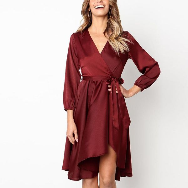 spring irregular lace-up slim dress women autumn casual long sleeve dress female v neck a-line midi party vestidos, Black;gray
spring irregular lace-up slim dress women autumn casual long sleeve dress female v neck a-line midi party vestidos, Black;gray