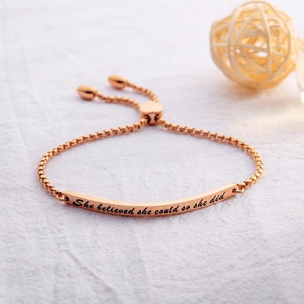 charm bracelets she believed could so did- engrave in stainless steel adjustable quote bracelet graduation gift, Golden;silver
charm bracelets she believed could so did- engrave in stainless steel adjustable quote bracelet graduation gift, Golden;silver