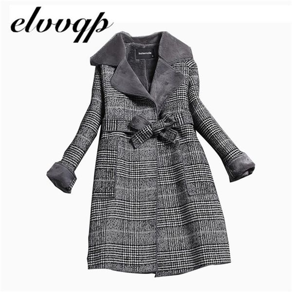 woolen coat women new winter long thick plus velvet warm fur jackets elegant pocket plaid belt ladies coats 201214, Black
woolen coat women new winter long thick plus velvet warm fur jackets elegant pocket plaid belt ladies coats 201214, Black