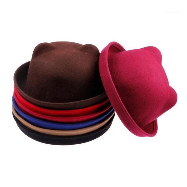 fashion wool felt women's fedoras hats retro vintage lady bowler hat cat ear animal cap not deformed good package 201, Blue;gray
fashion wool felt women's fedoras hats retro vintage lady bowler hat cat ear animal cap not deformed good package 201, Blue;gray