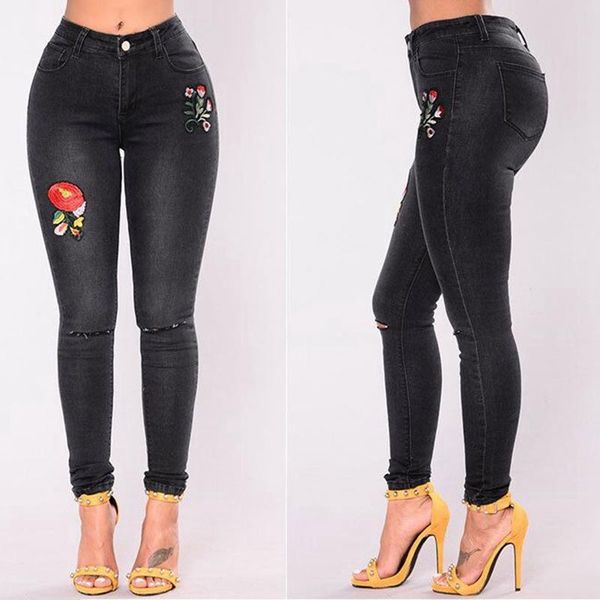 cfyh plus size xxxl new bleached stretch rose embroidered hole jeans women elastic jeans female pencil denim pants, Blue
cfyh plus size xxxl new bleached stretch rose embroidered hole jeans women elastic jeans female pencil denim pants, Blue