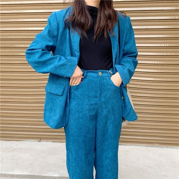 women's suits & blazers hzirip fashion elegant work business pants for women blue corduroy blazer jacket and two-piece set office unifo, White;black
women's suits & blazers hzirip fashion elegant work business pants for women blue corduroy blazer jacket and two-piece set office unifo, White;black