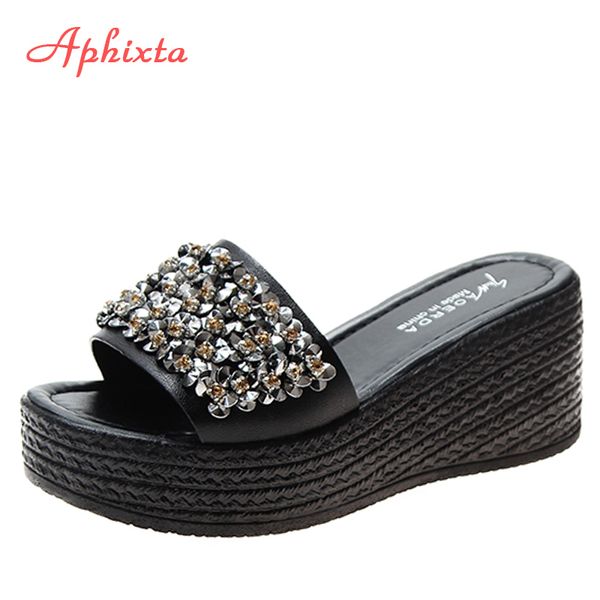 aphixta 7cm black wedge slippers women bling diamond platform beach sequined luxury jewelry sandals clog shoes slides women x1020
aphixta 7cm black wedge slippers women bling diamond platform beach sequined luxury jewelry sandals clog shoes slides women x1020