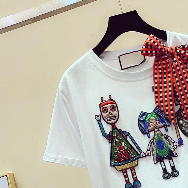 summer t shirt woman fashion embroidery sequins cartoon scarf short sleeve t shirt student loose tshirt tee t shirt women, White
summer t shirt woman fashion embroidery sequins cartoon scarf short sleeve t shirt student loose tshirt tee t shirt women, White