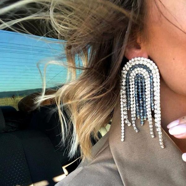 new ladies' popular european and american personality tassel mid-length exaggerated temperament earrings, Silver
new ladies' popular european and american personality tassel mid-length exaggerated temperament earrings, Silver