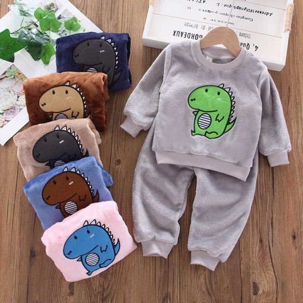 children's winter thickened plush two piece pajamas for boys and girls, Blue;red
children's winter thickened plush two piece pajamas for boys and girls, Blue;red