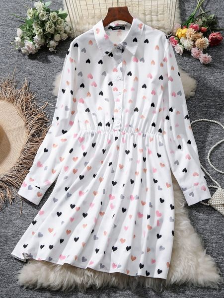 plus heart print half button shirt dress d7k4#, Black
plus heart print half button shirt dress d7k4#, Black