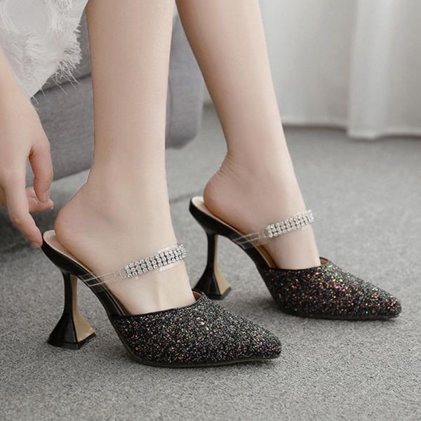 sagace shoes fashion pure color breathable round toe sandals light slippers women novel sequined rhinestone pointed toe sandals, Black
sagace shoes fashion pure color breathable round toe sandals light slippers women novel sequined rhinestone pointed toe sandals, Black