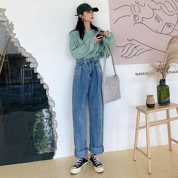 jeans woman spring autumn fashion ins new vintage women's high waist wide leg pants jeans korean long women high street1, Blue
jeans woman spring autumn fashion ins new vintage women's high waist wide leg pants jeans korean long women high street1, Blue
