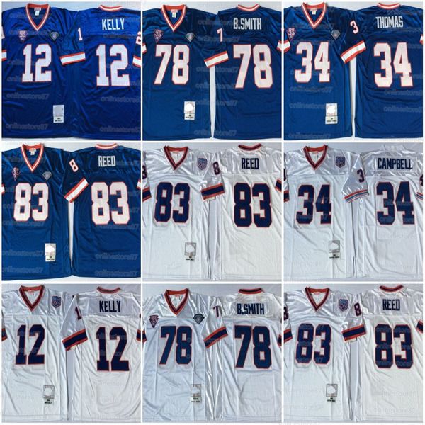 78 b.smith retro men's 1990-1994 mitchell & ness jerseys 34 campbell 12 kelly 83 reed football jersey, Black
78 b.smith retro men's 1990-1994 mitchell & ness jerseys 34 campbell 12 kelly 83 reed football jersey, Black