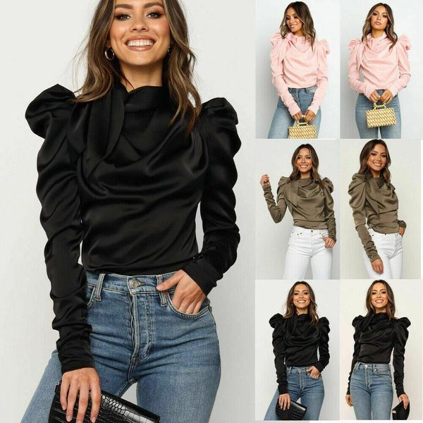 women satin bow neck long sleeve elegant blouse office lady shirts female autumn base clothing blouses new fashion, White
women satin bow neck long sleeve elegant blouse office lady shirts female autumn base clothing blouses new fashion, White