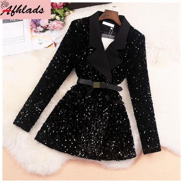 autumn new women's sequined notched collar fashion ladies outerwear long sleeved double-breasted streetwear black jacket1, Black;brown
autumn new women's sequined notched collar fashion ladies outerwear long sleeved double-breasted streetwear black jacket1, Black;brown