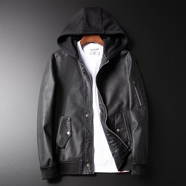 men's fur & faux 2021 autumn and winter models hooded leather korean version of the self-cultivation large size jacket, Black
men's fur & faux 2021 autumn and winter models hooded leather korean version of the self-cultivation large size jacket, Black