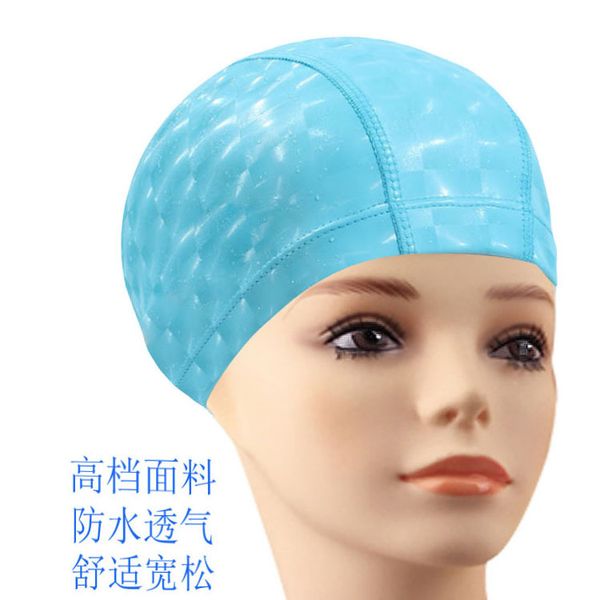 selling swim cap pu coating water cube men and women long hair cap waterproof earmuff not squeeze head
selling swim cap pu coating water cube men and women long hair cap waterproof earmuff not squeeze head