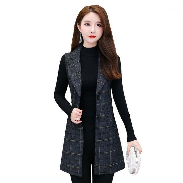 2020 autumn winter plus size 5xl 4xl 3xl women's plaid suit sleeveless korean version long vest office lady elegant vests jacket1, Black;white
2020 autumn winter plus size 5xl 4xl 3xl women's plaid suit sleeveless korean version long vest office lady elegant vests jacket1, Black;white