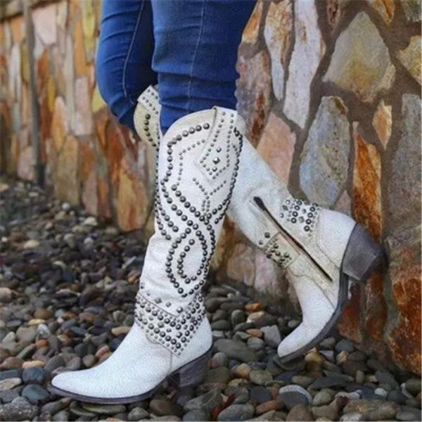 siddons women's winter high boots pointed toe rivets studs punk style gothic shoes for women med heels female motorcycle boots, Black
siddons women's winter high boots pointed toe rivets studs punk style gothic shoes for women med heels female motorcycle boots, Black