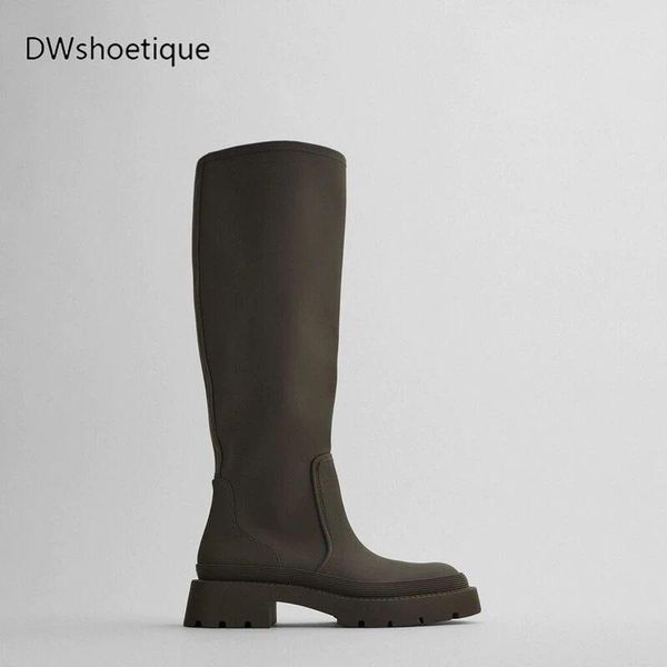 new round toe platform women knee boots slip on casual chunky heel women long boots, Black
new round toe platform women knee boots slip on casual chunky heel women long boots, Black