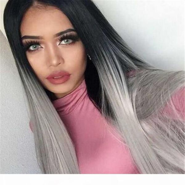 natural straight dark root ombre silver grey wigs heat resistant lace front wig gray synthetic lace front wigs, Black
natural straight dark root ombre silver grey wigs heat resistant lace front wig gray synthetic lace front wigs, Black