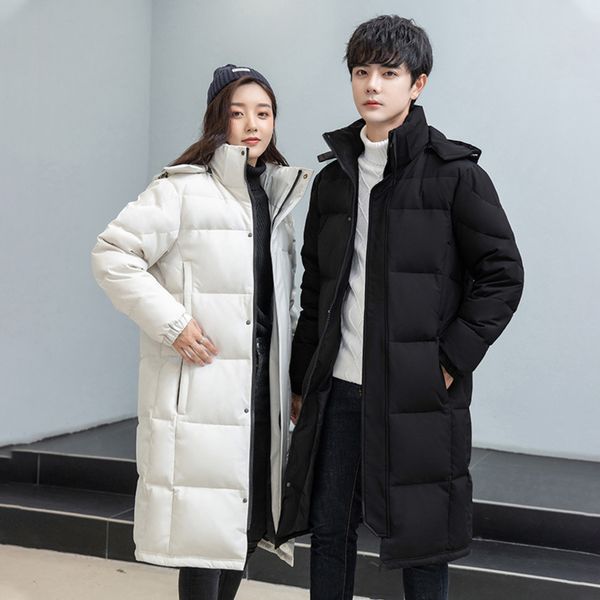 2021 new couple hooded and women's same thickened trend white duck down knee length et, Black
2021 new couple hooded and women's same thickened trend white duck down knee length et, Black