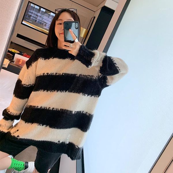 korea striped knitted sweater women oversized mohair cashmere jumpers long sleeve o-neck loose long pullovers autumn ripped1, White;black
korea striped knitted sweater women oversized mohair cashmere jumpers long sleeve o-neck loose long pullovers autumn ripped1, White;black