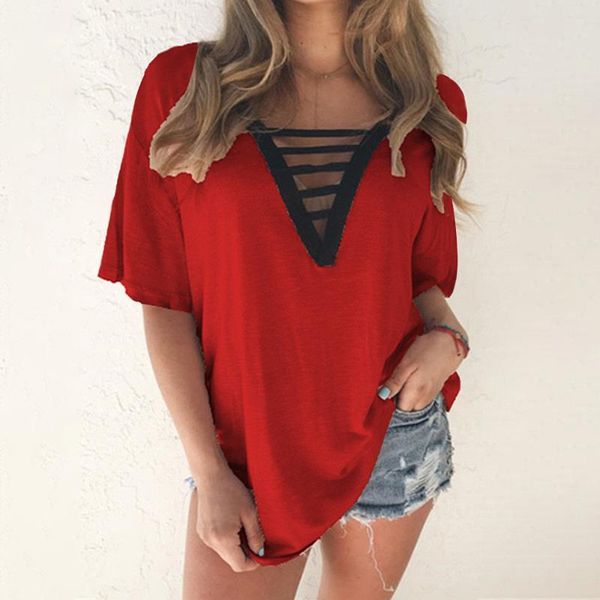 6 colors trendy t-shirt v-neck criss cross women t shirt summer style short sleeve hollow out femme tee tshirt, Black;blue
6 colors trendy t-shirt v-neck criss cross women t shirt summer style short sleeve hollow out femme tee tshirt, Black;blue