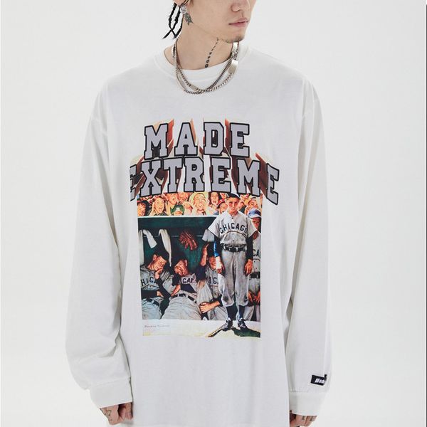 fashion brand portrait letter printed long sleeve t-shirt men's hip hop fashion rock high street loose top, White
fashion brand portrait letter printed long sleeve t-shirt men's hip hop fashion rock high street loose top, White