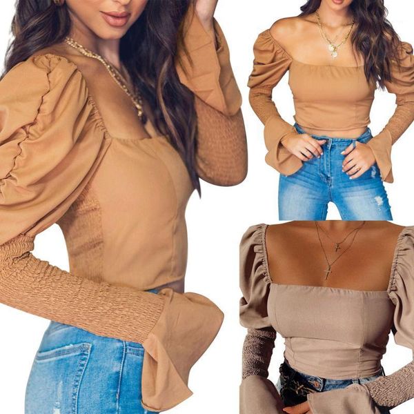 womens long bell sleeve square neck casual tunics crop shirt blouse tee fashion casual slim solid lady blouse1, White
womens long bell sleeve square neck casual tunics crop shirt blouse tee fashion casual slim solid lady blouse1, White