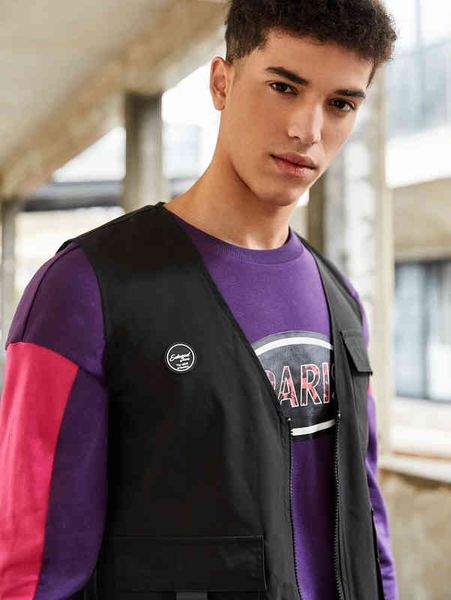 men patch detail flap pocket vest jacket harajuku wind work clothes ins vest men's multi folding coat in summer 220119, Black;white
men patch detail flap pocket vest jacket harajuku wind work clothes ins vest men's multi folding coat in summer 220119, Black;white