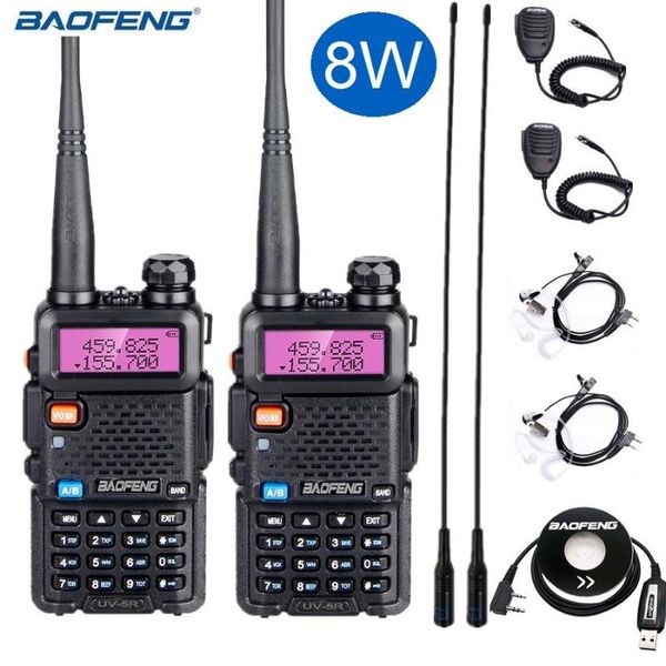 2pcs baofeng uv 5r 8w powerful walkie talkie uv5r vhf/uhf ham radio transceiver uv-5r 8 watts cb radio station for hunting 10km
2pcs baofeng uv 5r 8w powerful walkie talkie uv5r vhf/uhf ham radio transceiver uv-5r 8 watts cb radio station for hunting 10km
