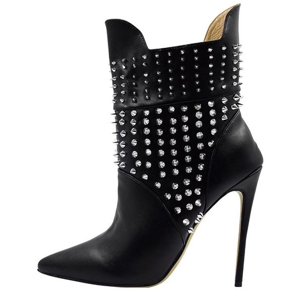 big size 35-45 warm women ankle boots silver spikes rivets latest design women boots, Black
big size 35-45 warm women ankle boots silver spikes rivets latest design women boots, Black