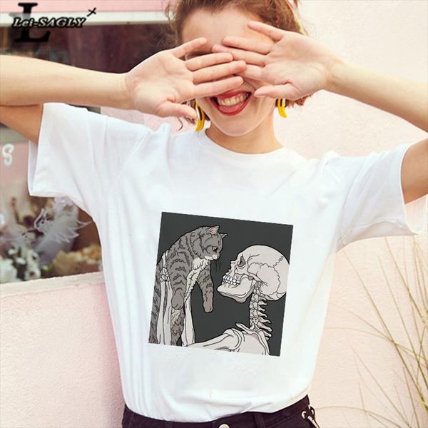lei sagly 2020 череп и милый кошка женские футболки harajuku женский готический с коротким рукавом kawaii casual негабаритные tee, White
lei sagly 2020 череп и милый кошка женские футболки harajuku женский готический с коротким рукавом kawaii casual негабаритные tee, White