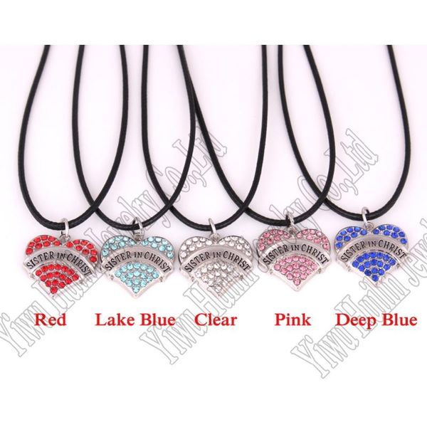 pendant necklaces rhodium plated zinc studded with sparkling crytsals sister in christ heart necklace, Silver
pendant necklaces rhodium plated zinc studded with sparkling crytsals sister in christ heart necklace, Silver