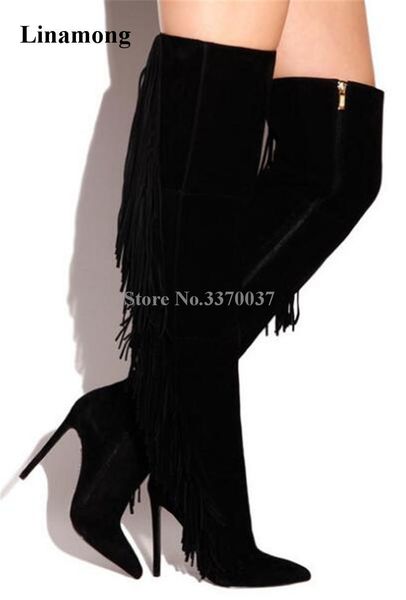 boots women charming open toe black suede leather side long tassels gladiator fringes high heel dress shoes
boots women charming open toe black suede leather side long tassels gladiator fringes high heel dress shoes