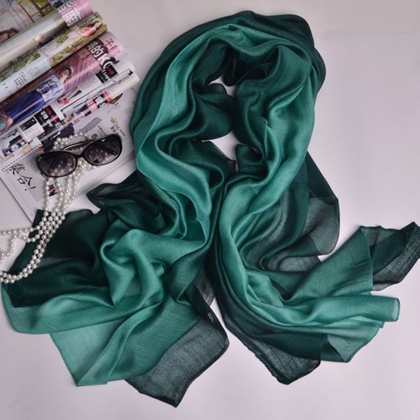 new arrival scarves & wraps real silk scarf shawl gradient color woman ladies spring shawl female hijab wrap summer beach covers 201026, Blue;gray 
new arrival scarves & wraps real silk scarf shawl gradient color woman ladies spring shawl female hijab wrap summer beach covers 201026, Blue;gray