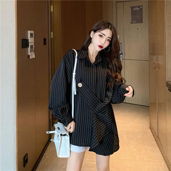 women's blouses & shirts 2021 autumn striped female design sense niche loose wild simple blouse, White
women's blouses & shirts 2021 autumn striped female design sense niche loose wild simple blouse, White