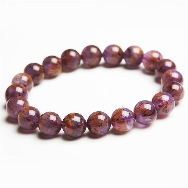 new arrival women stretch genuine natural cacoxenite rutilated quartz purple gold transparent 10mm round crystal bead bracelet, Black
new arrival women stretch genuine natural cacoxenite rutilated quartz purple gold transparent 10mm round crystal bead bracelet, Black