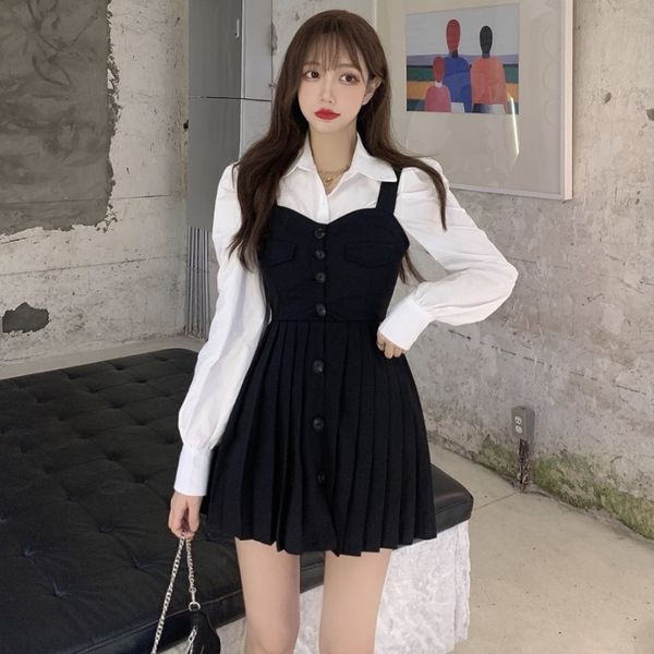 autumn 2020 new style long sleeve temperament slim fitting shirt + strap dress 2-piece fashion suit for women
autumn 2020 new style long sleeve temperament slim fitting shirt + strap dress 2-piece fashion suit for women