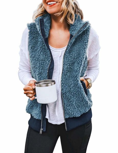 2021 new women fleece sleeveless warm fuzzy zip up waistcoats vest jackets with pockets wg1m, Black;white
2021 new women fleece sleeveless warm fuzzy zip up waistcoats vest jackets with pockets wg1m, Black;white