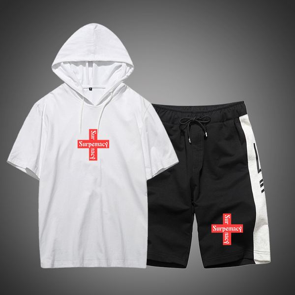 cross brand men tracksuit two piece set summer fashion short sleeve mens t shirt hoodie shorts outfits casual plus size sports home suits, Gray
cross brand men tracksuit two piece set summer fashion short sleeve mens t shirt hoodie shorts outfits casual plus size sports home suits, Gray