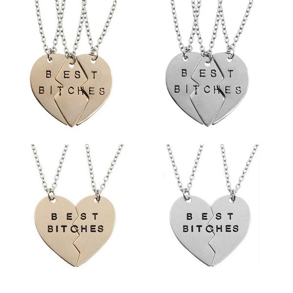 chains bitches pendants necklace for women gold two sets / three of hearts mosaic jewelry gift friendship, Silver
chains bitches pendants necklace for women gold two sets / three of hearts mosaic jewelry gift friendship, Silver