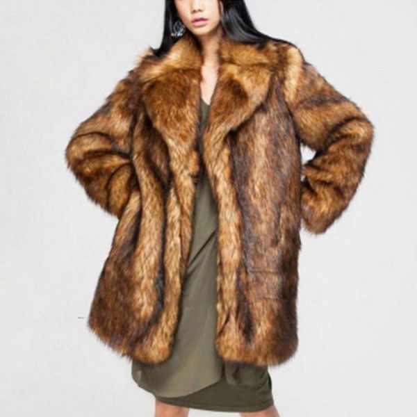 women's fur & faux s-6xl long coat woman brown oversized thicken jacket female turndown collar winter fake outwear l1312 hip, Black
women's fur & faux s-6xl long coat woman brown oversized thicken jacket female turndown collar winter fake outwear l1312 hip, Black