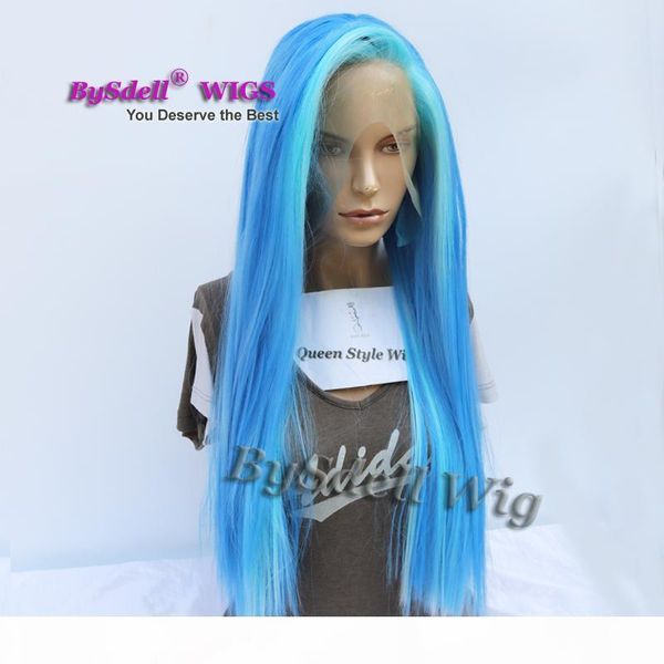 part highlight blue color wig synthetic bright blue color unicorn hair lace front wigs for mermaid cosplay, Black
part highlight blue color wig synthetic bright blue color unicorn hair lace front wigs for mermaid cosplay, Black