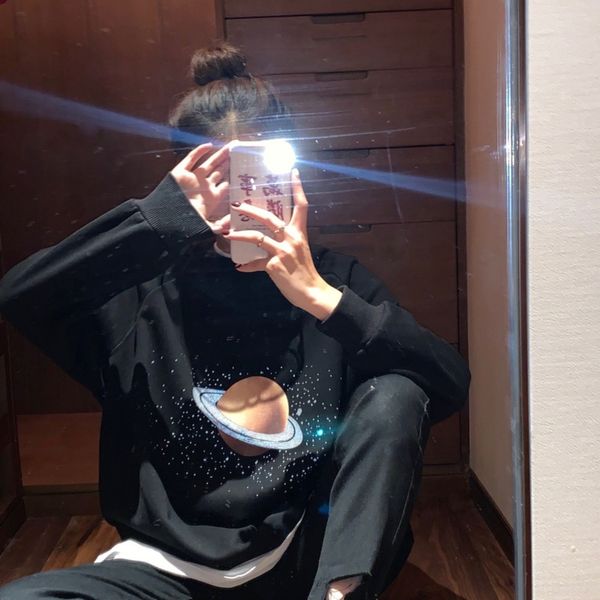 os5vh hooded women's early autumn style new korean round sweater 2020 fashion planet sweatersweater loose slimming print neck long slee, Black
os5vh hooded women's early autumn style new korean round sweater 2020 fashion planet sweatersweater loose slimming print neck long slee, Black